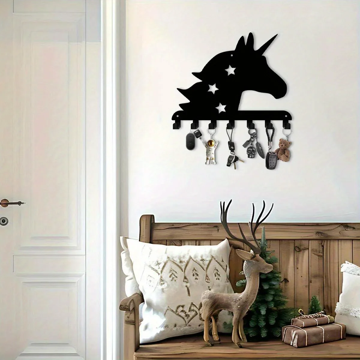 CIFBUY 1pc Metal Unicorn Key Holder Wall Hook for Keys Coat Hat Entryway Office Kitchen Bathroom Iron Wall Art Decor 9.84 Inches