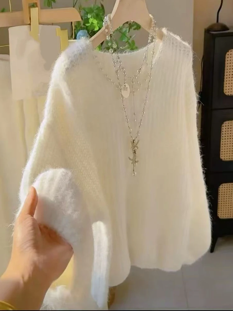 Thiened V-Ne Women's Knitted Sweater Loose Fit Comfortable Sle Korean Version Autumn Winter New Arrival Slimming Effect