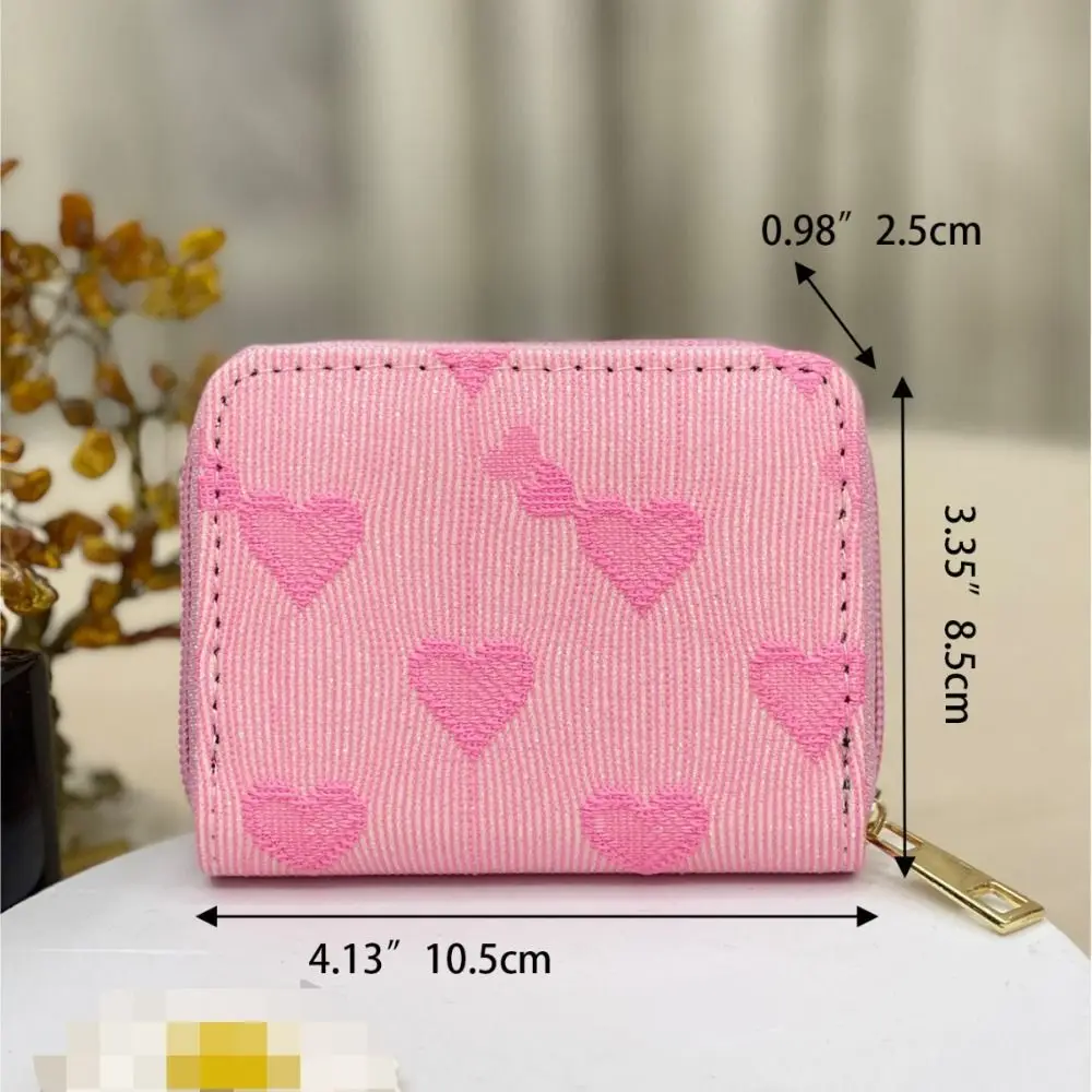 Mini Wallet Durable Zipper Heart Print Card Holder Money Bag Women Girls