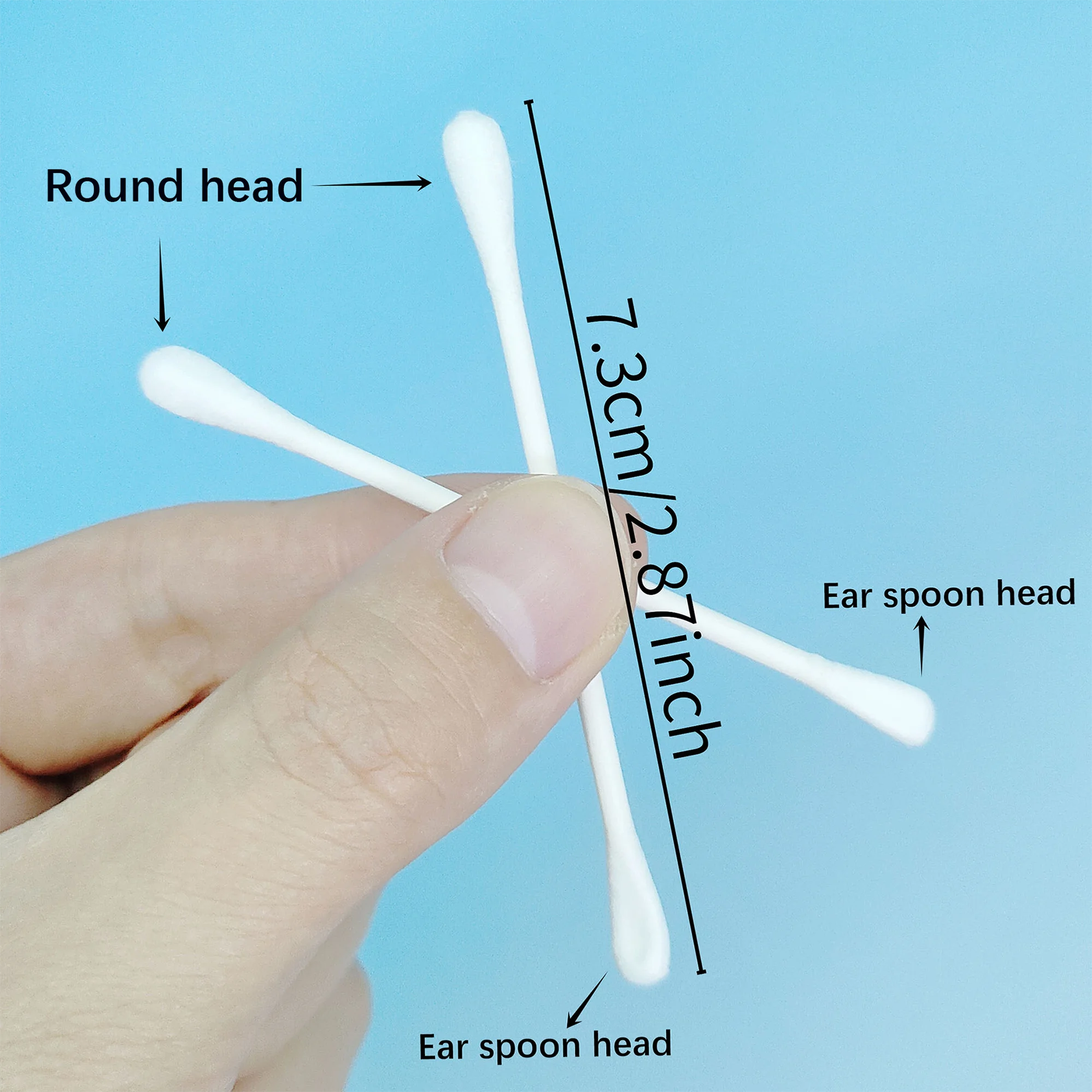 200 قطعة من أعواد القطن لمهرجان الموسيقى متعددة الوظائف برأسين، أعواد قطنية مستديرة، عصا أعواد قطنية.