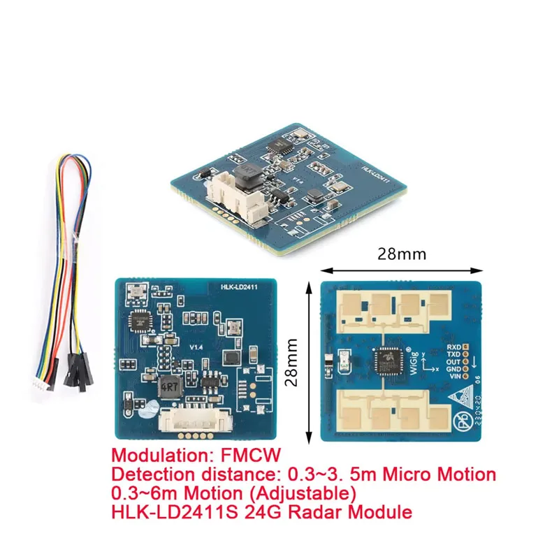 Módulo de Sensor LD2411S HLK-LD2411S, Sensor de Radar de Presencia Humana, Sensor de Radar de Onda Milimétrica Sin Contacto de 24GHz