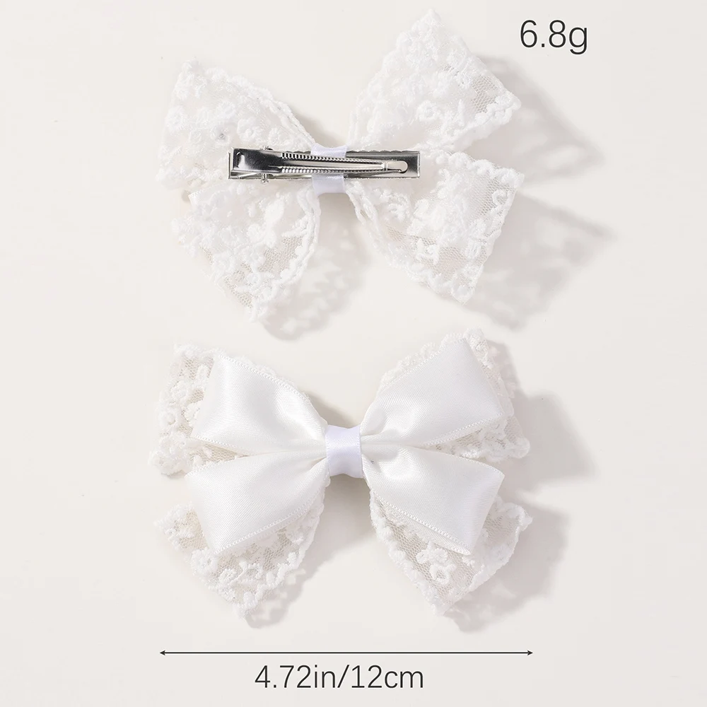 2 Teile/los Weiße Spitze Haar Bögen Clip Mädchen Hochzeit Headwear Haarnadeln Band Barrettes Kinder Headdressr Haar Zubehör – Detail 2