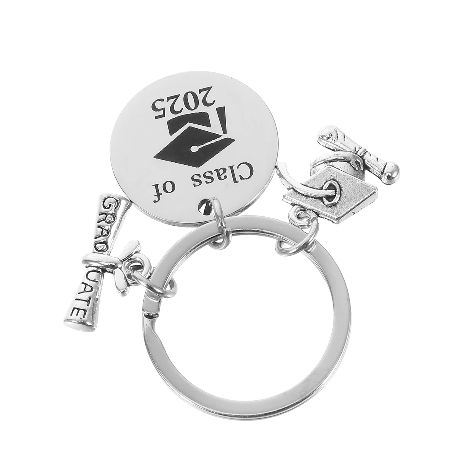 

Graduation Keychain Class of 2025 Stainless Steel College Ornament Souvenir Pendant Decor Key Ring Holder Grad Favor Gift