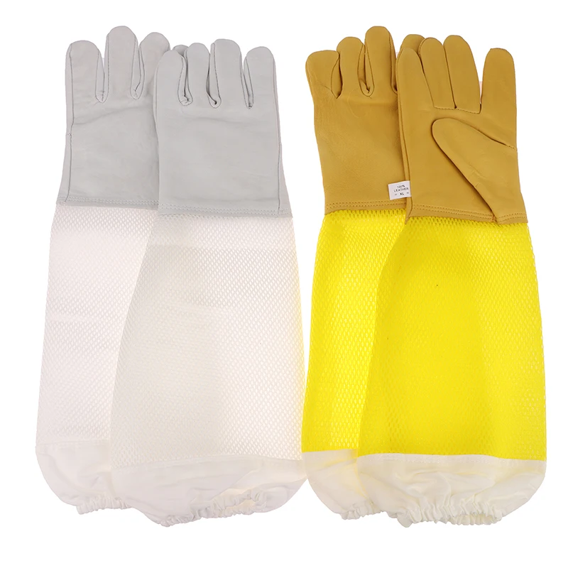 1Pair Beekeeping Gloves Protective Sleeves Breathable Anti Bee Sting Sheepskin Long Gloves For Beekeeper Beekeeping Tools