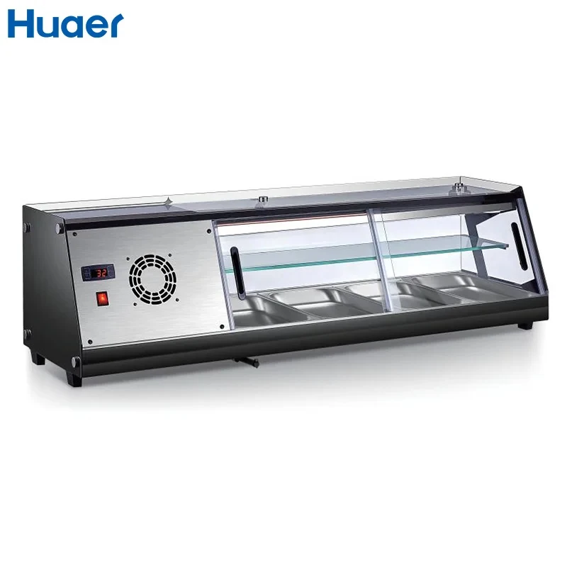 custom.Sushi Showcase Counter Top Refrigerated Stainless Steel Single Layers Display Sushi Refrigerator