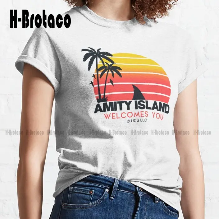 Jaws Movie Amity Island Welcomes You. Birthday Party Gifts. Officially Licensed Merch. Classic T-Shirt Creative Funny Tee Xs-5Xl