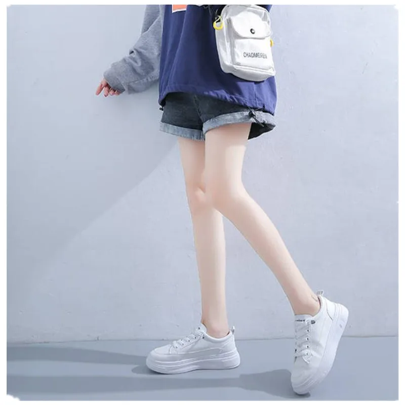 Women Casual Sneaker 2023 Spring New Leather White Shoes Fashion Korean Increase Thick Sole Shoes Girl Student Walking Shoes