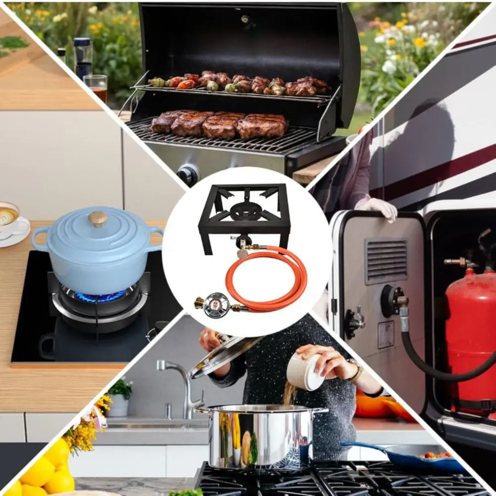 

Газовая плита 6000 Вт с чугунной конфоркой для приготовления на открытом воздухе, чугунная горелка, железный каркас, регулируемый регулятор, для сжиженного газа