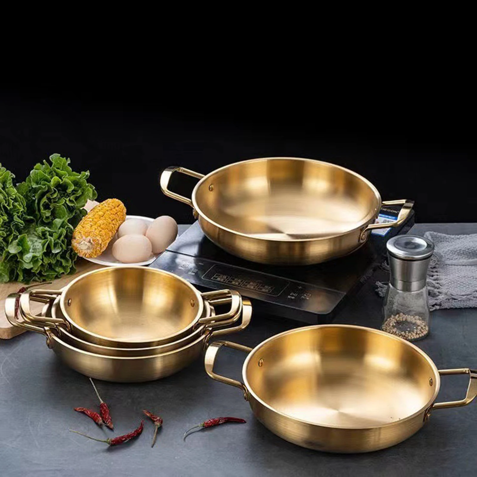 Korean Ramen Pot Stockpot Multipurpose Stainless Steel Instant Noodle Pot Multipurpose Pan Dry Pots Kimchi Soup Pot Camping