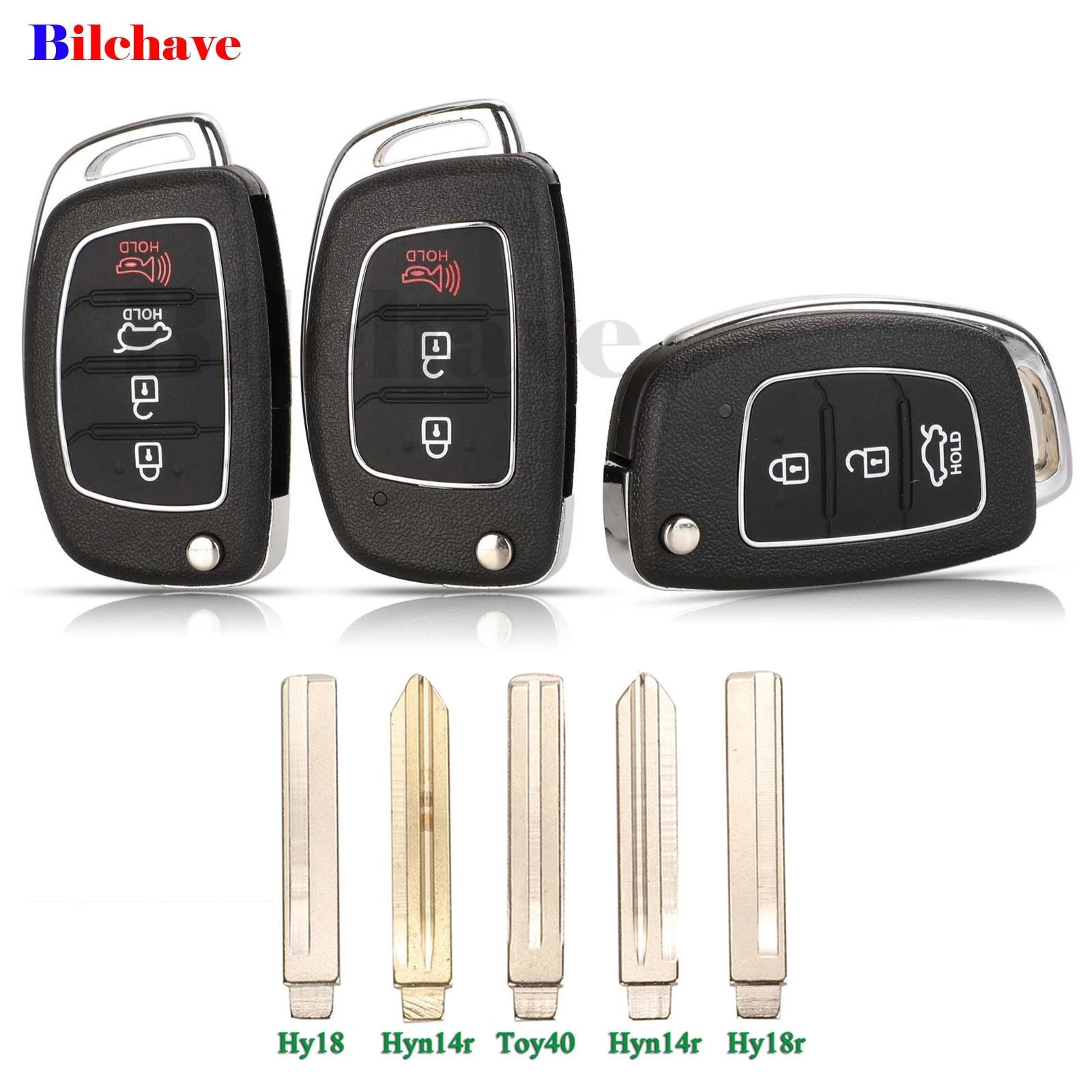 

jingyuqin 10pcs For Mistra Hyundai Elantra Accent Ix35 IX45 I30 Solaris Tucson I20 Santa Fe Fob 3/4BTN Flip Remote Car Key Shell