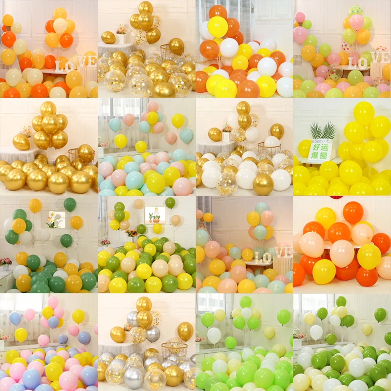 

50/100pcs Macaron Yellow Orange Series Balloons Metal Chrome Balloons Matte Colorful Balloon Decoration Birthday Party Wedding