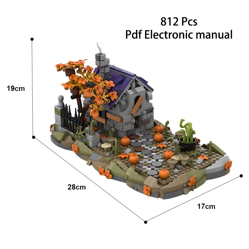 Halloween MOC Witch\'s Home Scene Ghost House Building Blocks Pumpkin Vine Plants Withered Tree Bricks Toys Compatible With LEGO