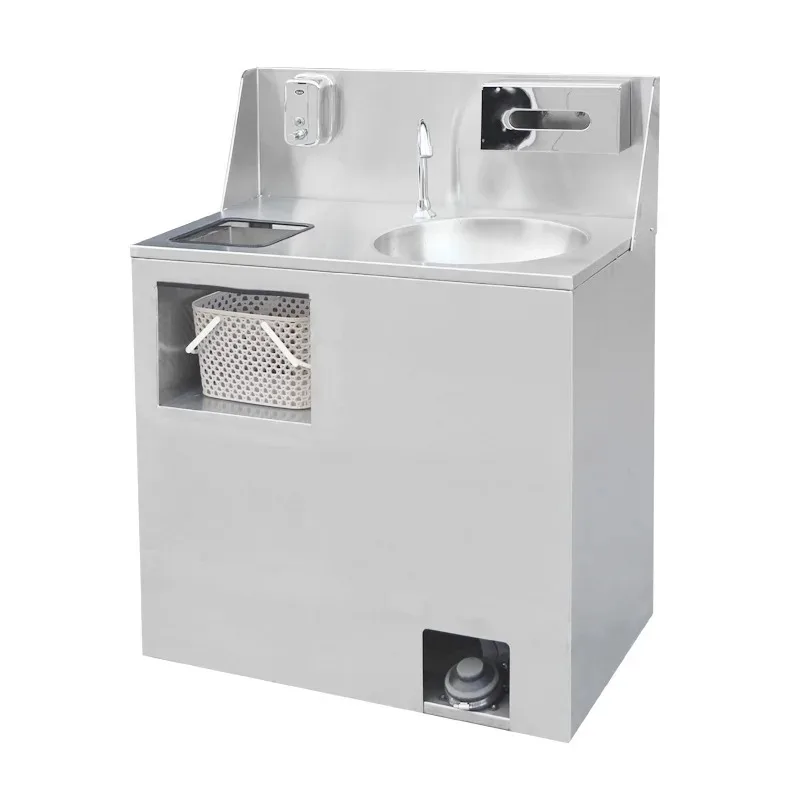 Stainless steel mobile sink, movable with wheels, purification workshop pedal outlet sink, medical sink sink