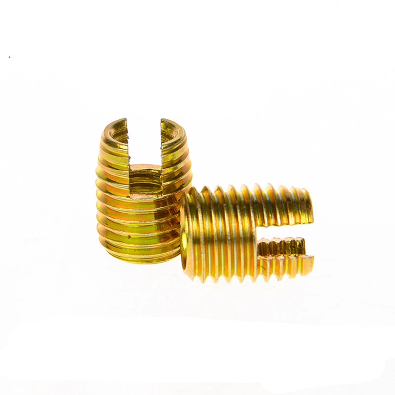 100pcs M4 Self Tapping Thread Inserts 302 Slotted Type Screw Bushing M4*0.7*8 (L) Steel Zinc Plated 5