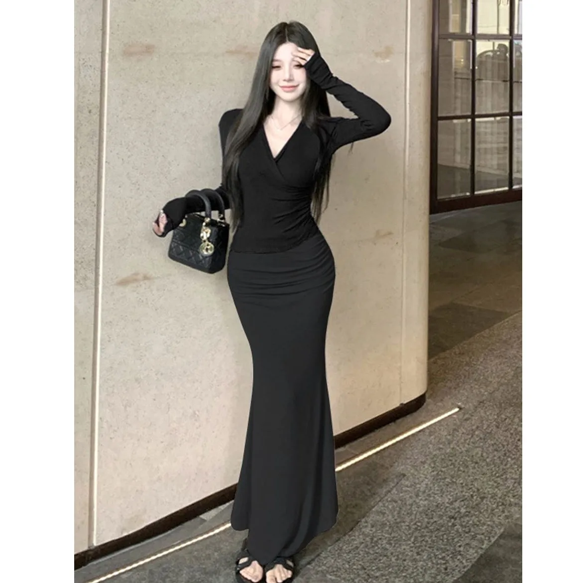 

Summer Women's High Waist Fi Tail Skirt Long Folded Slimming Luxury f Body Skirts Ele Draped Tapered Gowns