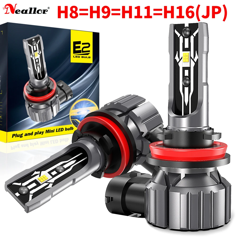 2pcs High Power H8 H9 H11 H16 Led Fog Light Bulbs Super Bright No Adapter Required Car Turbo Diode Lamp White Moto Headlight 12v