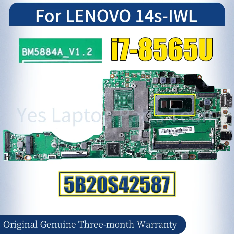 

BM5884A-V1.2 For LENOVO 14s-IWL Laptop Mainboard 5B20S42587 i7-8565U Notebook Motherboard 100％ Tested