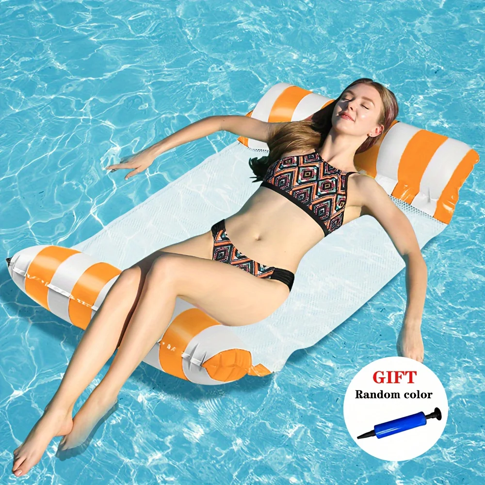 1pc Convenient 4-in-1 Water Swimming Pool Floating Hammock, Foldable Water Inflatable Hammock , Suitable For Pool, Seaside