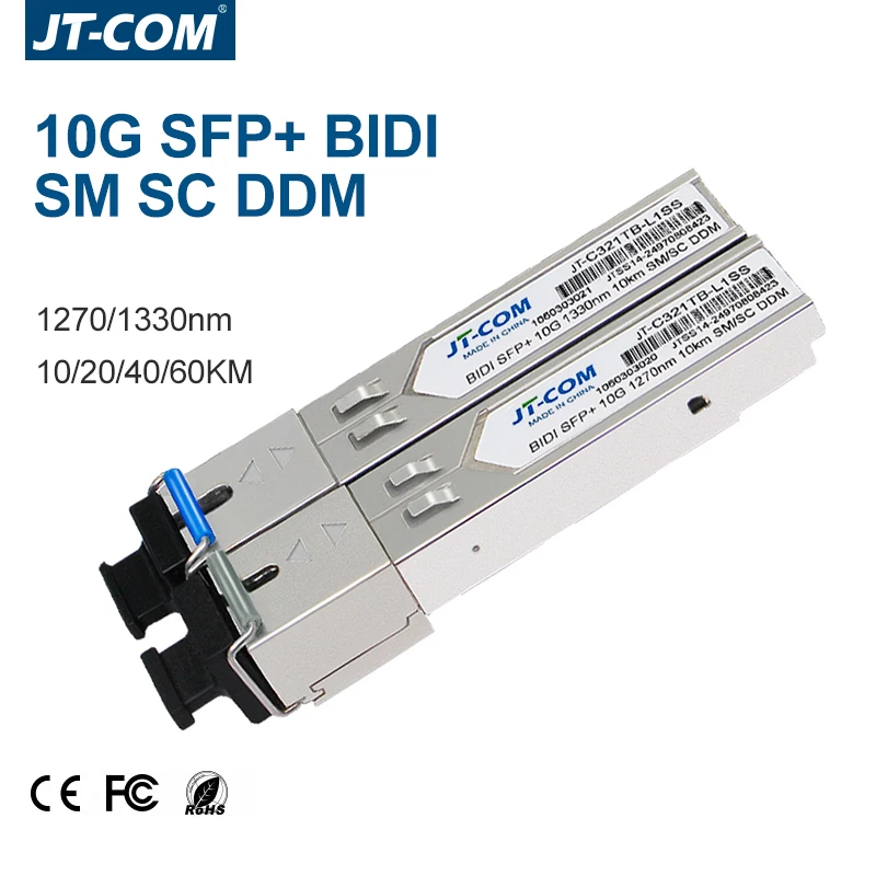 10G SC SFP Module BIDI SFP+ Fiber Optic Transceiver 1270nm/1330nm 10KM-60KM Single SC Compatible with Cisco Mikrotik Switch