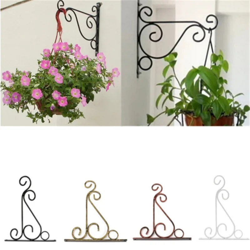 1Pc Hanging Plants Bracket Wall Hanging Metal Iron Hanging Hook Bracket Hook Flowerpot Plant Holder Hanger Garden Outdoor Decor