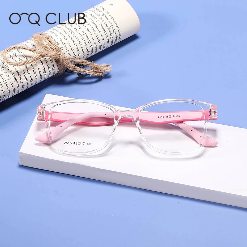 O-Q CLUB Kids Squre Glasses Frame Lovely Comfortable Eyewear TR90 Silicone Myopia Optical Spectacles 2515