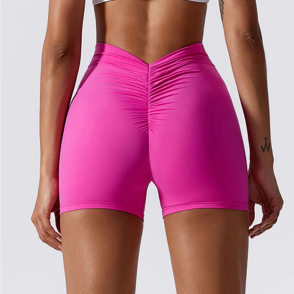 Pantalones cortos de Yoga de cintura alta para mujer, medias cómodas para gimnasio, Fitness, a prueba de sentadillas, sensación desnuda, espalda en