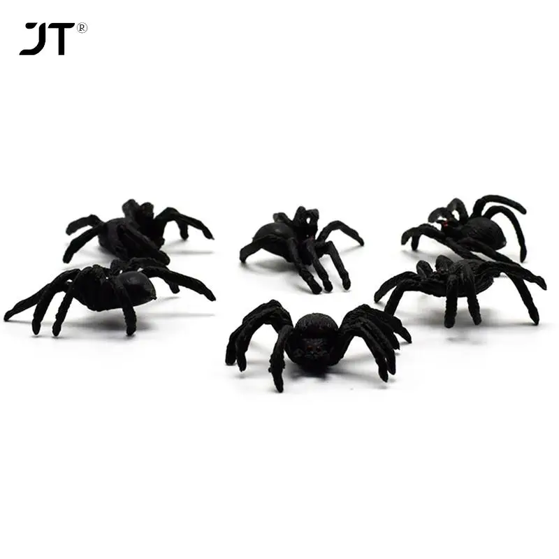 5 unidades de Horror de 4,5 cm, araña negra, Casa Encantada, telaraña, Bar, suministros de decoración de fiesta, simulación, juguete delicado, decoración de Halloween