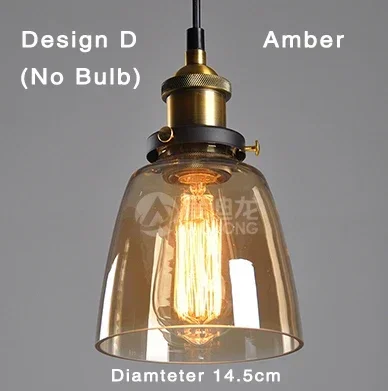 Clear Grijs Amber Kleur Vintage Hanger Eetkamer Glas Opknoping Lamp Rusland Loft Armatuur Moderne Slaapkamer Verlichtingsarmaturen