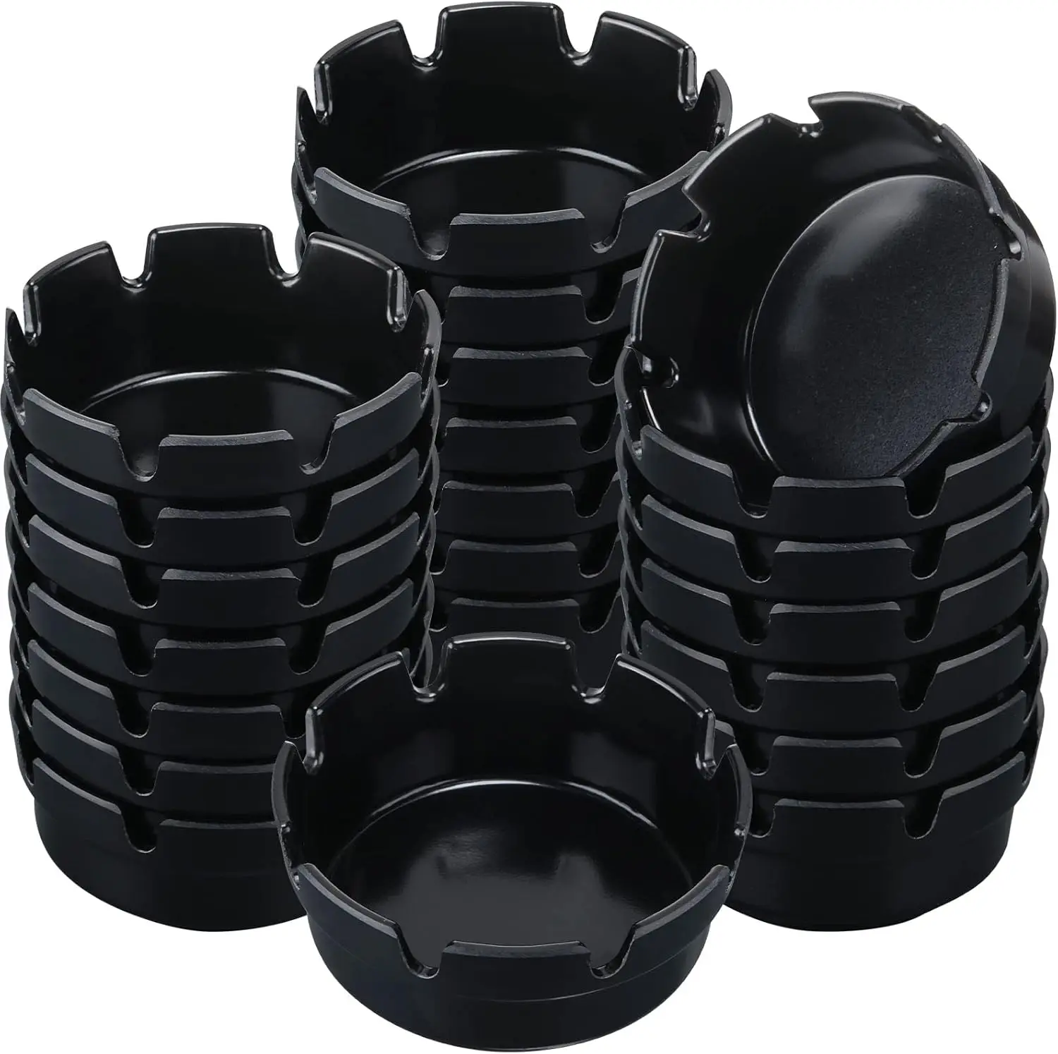

24-Pack Round Ashtrays for Indoor & Outdoor Use, Heat-Resistant, Stackable Design