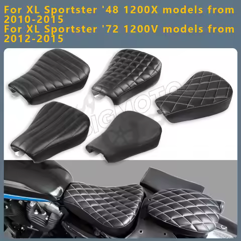 Motorcycle Front Driver Leather Pillow Solo Seat Cushion Rider Pillion Pad For Harley Sportster 48 1200 72 XL 883 2012-2015