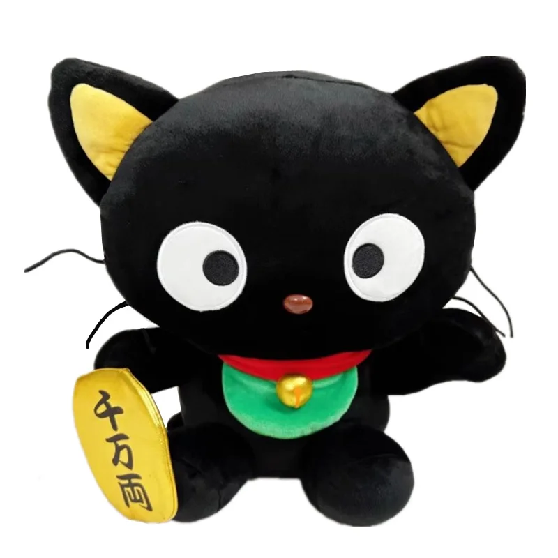

Chococat Lucky Cat Plush Doll Soft Toy 38cm Big Black Cat Kawaii Cute Anime Plushie Girls Toys for Children Gifts
