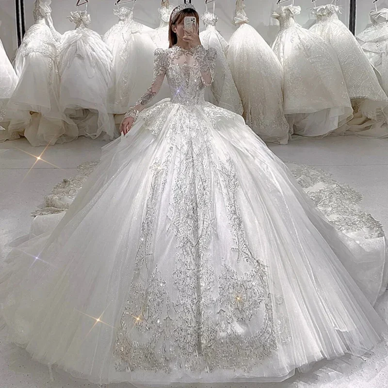 Wedding Dress New Bridal High Quality Texture French Main Yarn Long Sleeve Luxury Wedding Dress Boho Wedding Dress Vestido