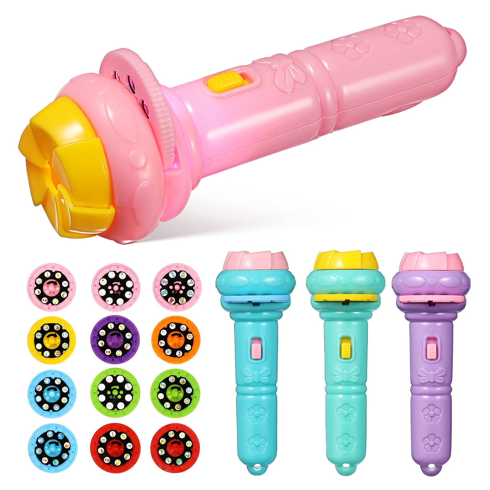 4 pcs Projection Flashlight For Portable Slide Projector High Brightness Long Life Sturdy Plastic Rechargeable Led