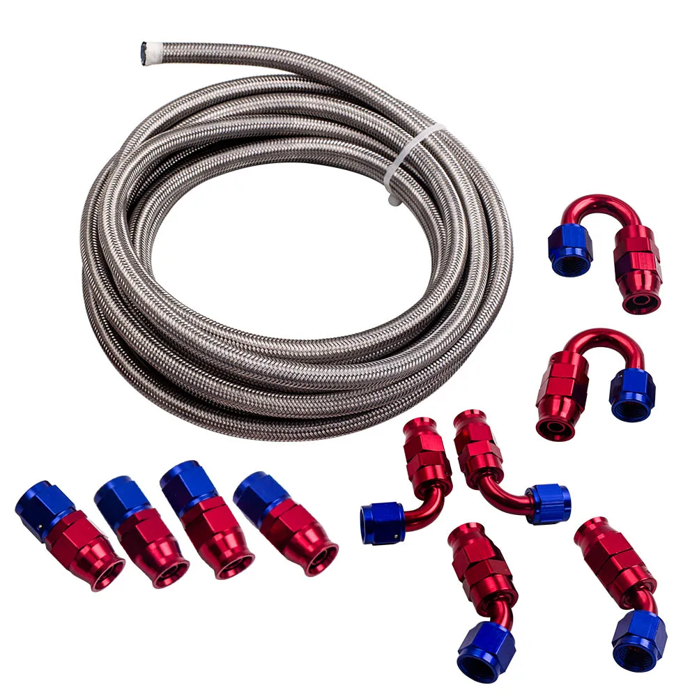 Ptfe Kraftstoff leitungs schlauch aus Edelstahl 6m 20ft an6-6 ein drehbarer Rücklauf satz – Detail 2