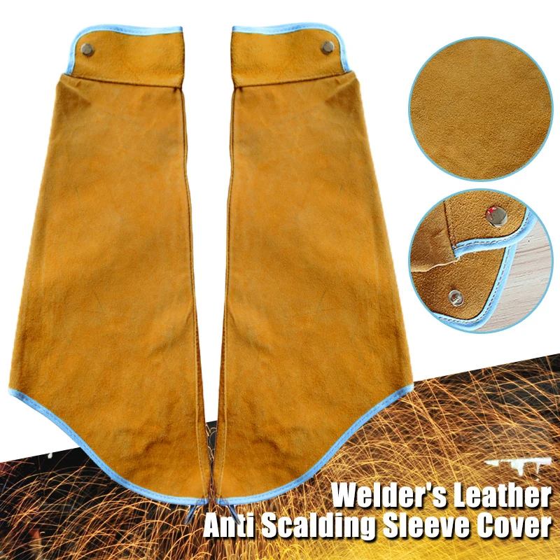 

1 Pair Welder Arm Sleeve Welder Cowhide Leather Stitched Protect Welding Fireproof Sleeve Heat Insulation Oversleeves Tools