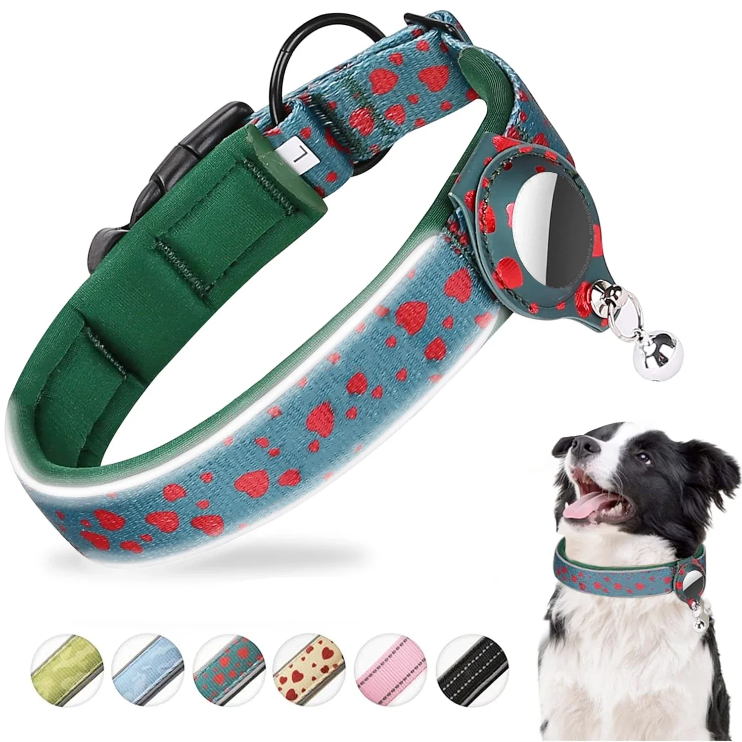 For Apple Airtag Pet Large Dog Collar Reflective Protective Tracker Neoprene WaterProof Dogs Positioning Protect Holder Collars