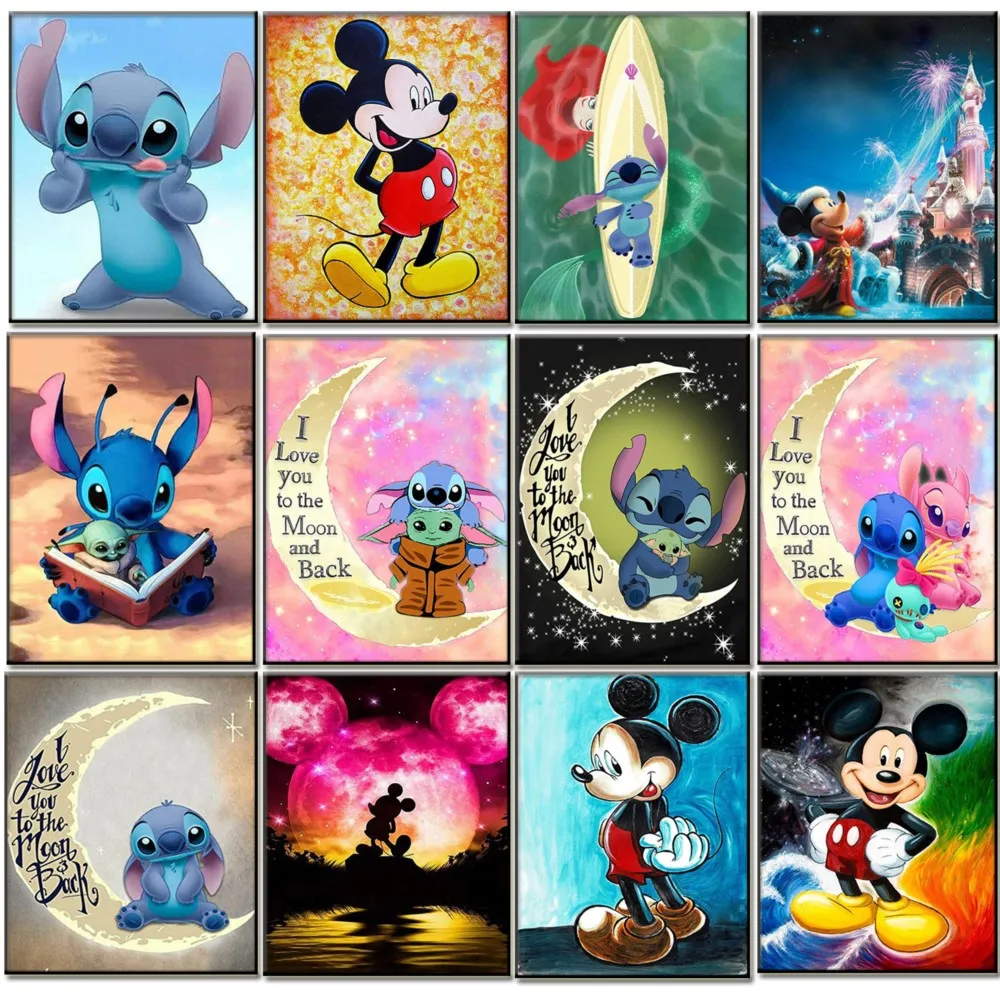 

Cartoon Mickey Mouse Stitch 5D Child Diamond Painting Full Drill Embroidery Handiwork Material Pack Decorative Painting