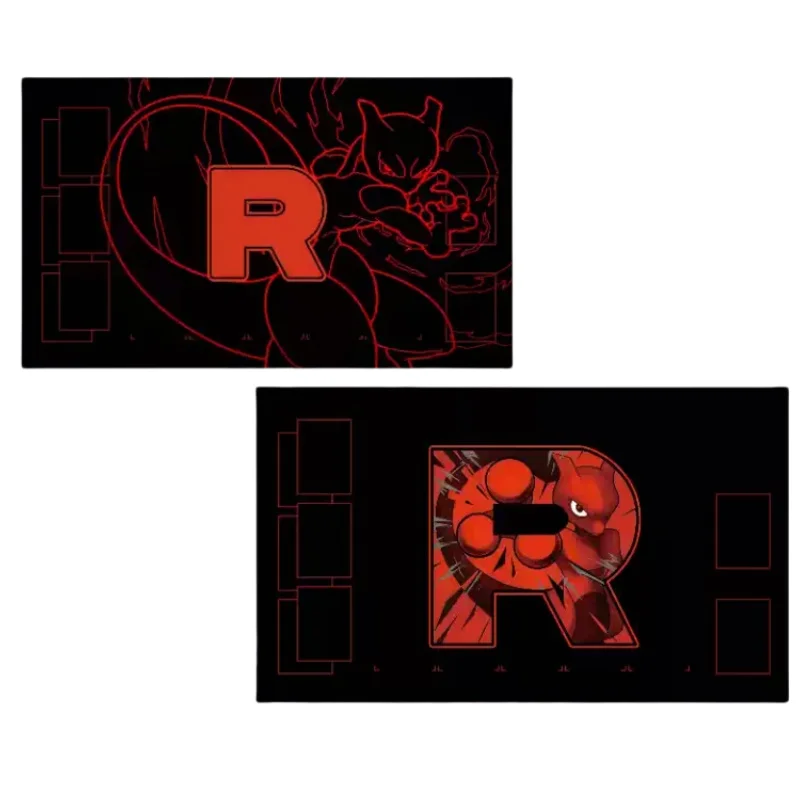 Tapis de jeu de cartes de combat pour joueur unique, 600x350mm, dessin animé, fusée de l'équipe, épais 2mm, Mewtwo Duel Dish, tapis de jeu PTCG personnalisé en caoutchouc