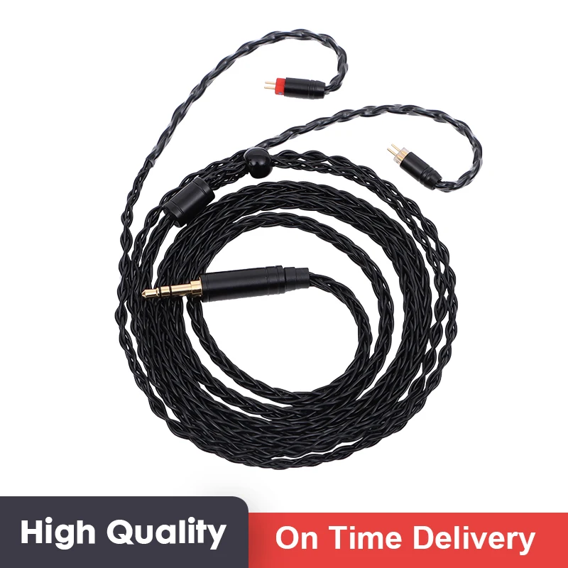 XINHS 3.5mm 8 Core Black Silver Plated Cable MMCX 0.78mm 2Pin QDC TFZ Earphone Upgrade Cable