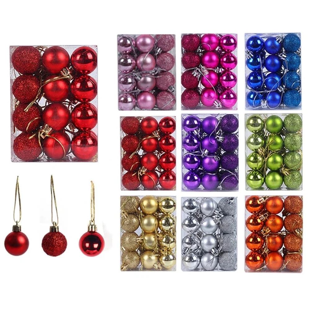 30mm Christmas Decor Baubles Tree Xmas Balls Party Wedding Ornament 24pcs 2025 Hppy New Year Christmas Hanging Accessories