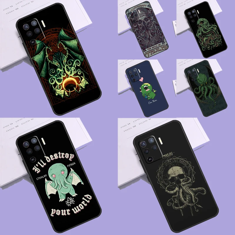 Cthulhu Fhtagn Gothic Case For OPPO A98 A78 A96 A76 A15 A16 A17 A77 A57 A54 S A94 A74 A53 A5 A9 A91 A93 A52 A72