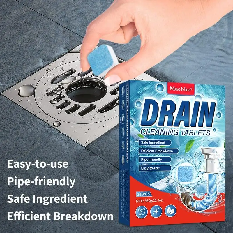 Drain Cleaning Tablets Powerful Sink Unblocking Foam Cleaner Oil Clog Remover Deodorizer Dissolver Safe For Pipes view 2