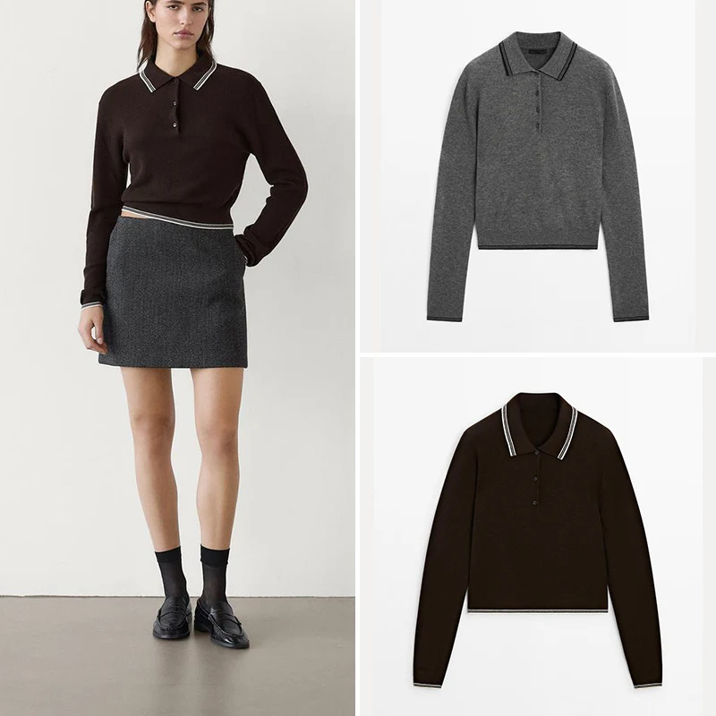 

Winter College Sle Patchwork ort Ne Long Sve Knitted Sweater Women's Faion MD Brand Sweet Fit Polyester Fiber