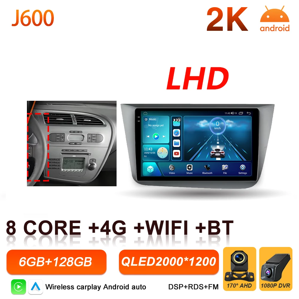 Android 16 autoradio Carplay voor Seat Altea 5P Toledo 3 2004 - 2015 Auto multimediaspeler stereo BT intelligente systemen scherm