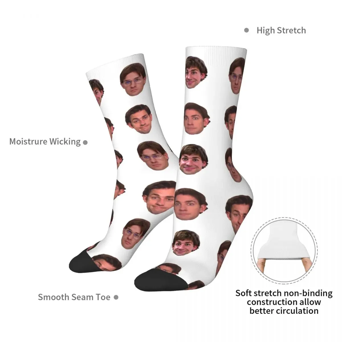 Jim Halpert Sticker Set Socks Harajuku Super Soft Stockings All Season Long Socks Accessories for Unisex Gifts