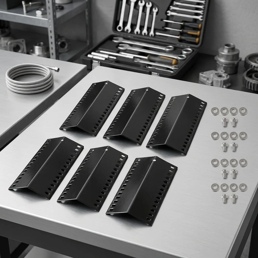 8pcs Stainless Steel Adjustable V-Shape Heat Plates for Flavorizer Bars Designed for Gas Grill Burner Protection