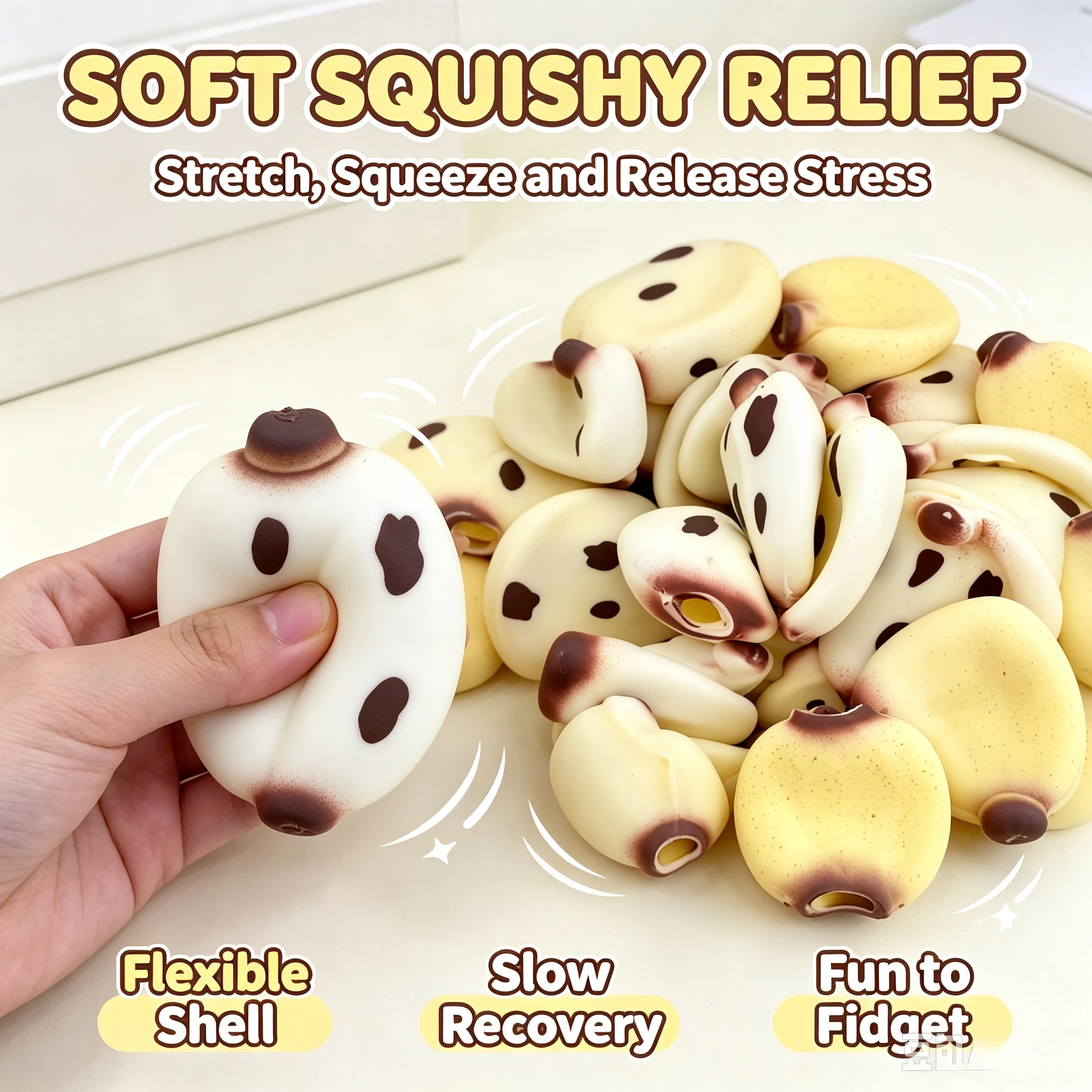 DIY Handmade Cream Sesame Banana Empty Ball Skin Simulation Squeeze Toy Stress Relief Fidget Decompression Craft