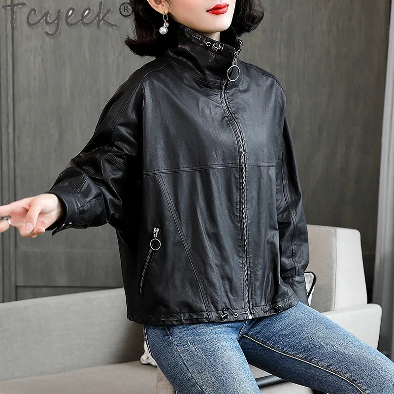 Tcyeek Echt Leder Jacke Frauen Frühling Herbst Kleidung Echtem Schaffell Mäntel frauen Motorrad Jacken Lose Fit Jaqueta Couro