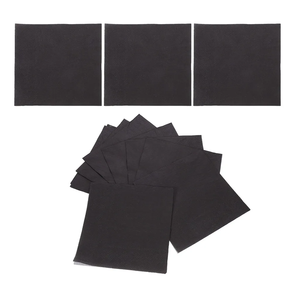 

25Pcs Black Lunch Napkins 15.74 Inches Stylish Design Birthday Wedding Special Occasions Disposable Paper Soft Touch