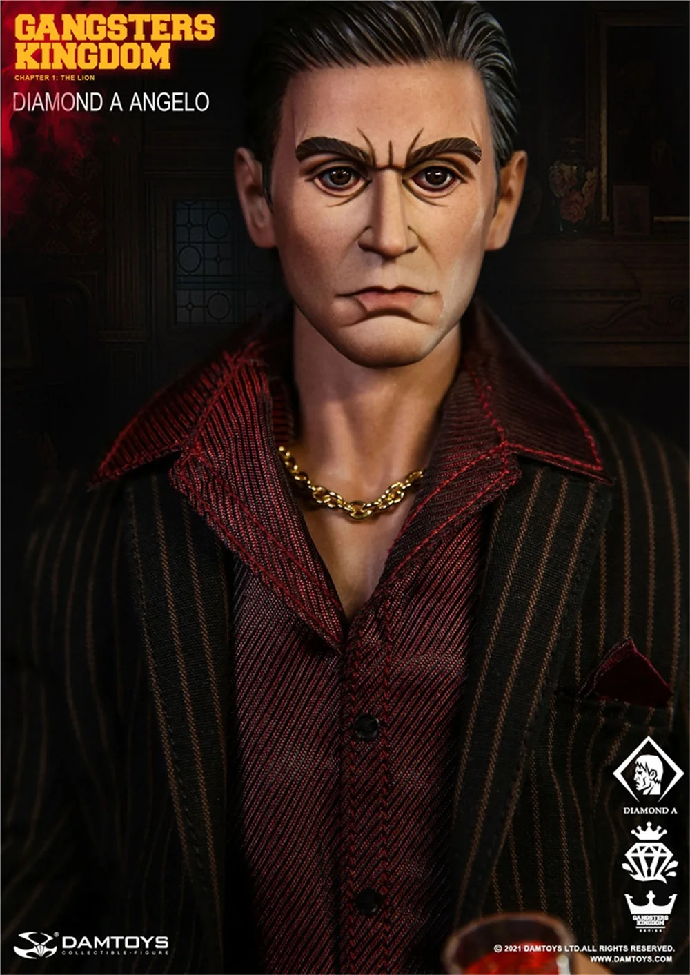 

1/6 DAMTOYS GK023 Gangsters Kingdom Diamond a Angelo Realistic Comic Style Head Sculpture Carving Scar Normal Version For Figure